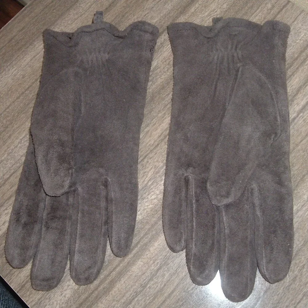 Lauren Ralph Lauren Gloves XL Brown Leather Suede Lined RL Logo